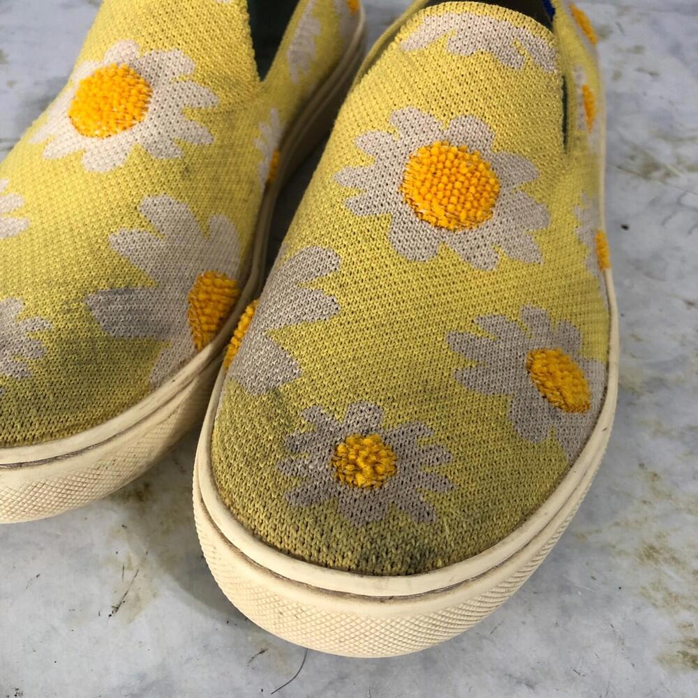 Rothy's The Sneaker Youth Girls Size 4 Shoes Yellow Ivory Orange Floral Low Top - Picture 13 of 15